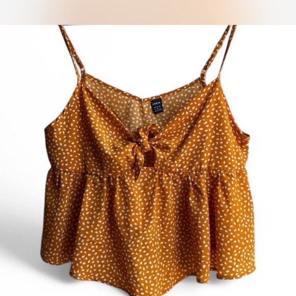 SHEIN Tops - Women's Yellow Polka Dot Print Top